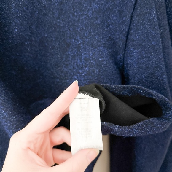 PatBO Womens Mock Neck Puff Sleeve Lurex Top Metallic Blue Size Small Glitter - Picture 10 of 10